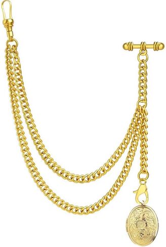 سلسلة مراقبة الجيب مع سلسلة ألبرت مع سلسلة مراقبة الجيب T بار مع قلادة Locket in Kuwait