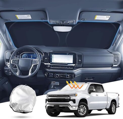 T TGBROS Windshield Sun Shade Custom Fit for 2015-2023 Dodge Challenger Coupe, SRT Hellcat, Redeye, GT, RT, TA Coupe, Widebody, SXT Accessories Sun Shield Reflective Polyester Sun Visor Cover in Kuwait