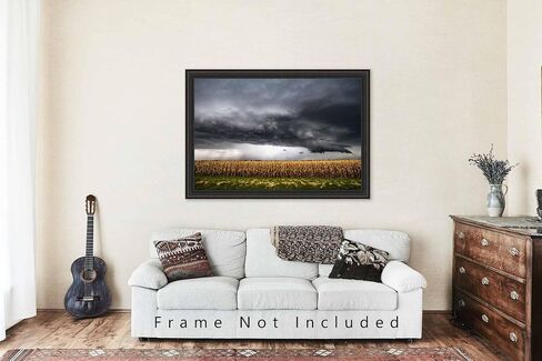 Country Photography Print (Not Framed) Picture of Storm Over Withered Corn Field on Stormy Autumn Day in Kansas Farm Wall Art Farmhouse Decor (12" x 18") in Saudi Arabia