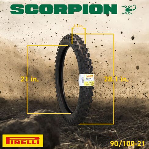 Pirelli Scorpion MX32 Mid-Soft 90/100-21 (57M) Front Motorcycle Tire Competition Motocross Tire; NHS Tube Type with Advanced Tread Pattern for Grip, Braking Stability & Control on Soft to Mid Terrain in Saudi Arabia