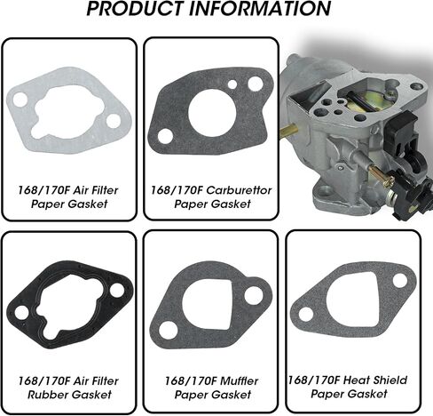 Predator Hemi 212 Carburetor Exhaust Intake Gasket Kit, Small Engine Carb Head Gaskets Material Compatible with 196cc 212cc GX160 GX200 Power Equipment (212cc/GX160 Full Gasket Set) in Saudi Arabia
