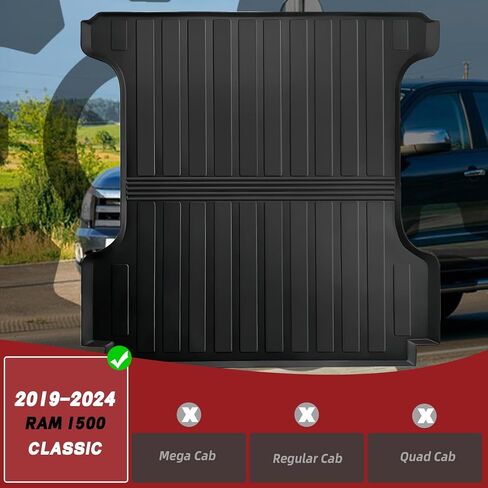 Vagbstu Truck Bed Mat,Compatible with 2019-2024 Ram 1500 Accessories 5.7 FT Bed,Non-Slip TPE Truck Bed Mats for Dodge Ram 1500 Accessories,Durable Truck Bed Liner for Pickup Truck ，Flush Fit in Kuwait