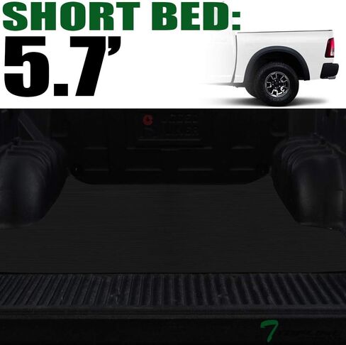 Black Rubber Horizontal Line Truck Bed Floor Mat Liner v2 Compatible with 02-18 Dodge Ram / 19-22 Classic 5.7 Feet (68.4") Short Bed in Saudi Arabia