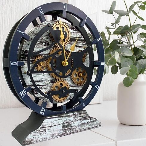 The Gears Clock Desk Clock 10 inches with Real Moving Gears Convertible into Wall Clock (Silver Glamour) in Saudi Arabia