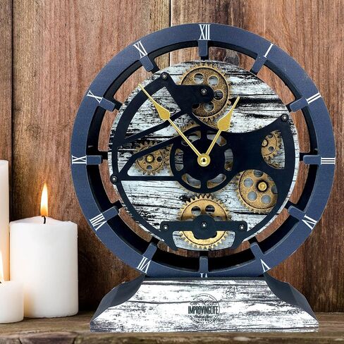 The Gears Clock Desk Clock 10 inches with Real Moving Gears Convertible into Wall Clock (Silver Glamour) in Saudi Arabia