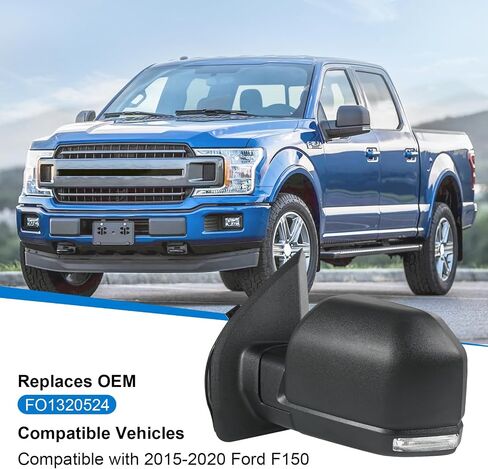 JDMSPEED Left Driver Side View Mirror Compatible with 2015-2020 Ford F150 with Blind Spot Glass Power Black Without Turn Signal Light Non-Heated Replaces#‎FL3Z17683AK(3Pins) in Saudi Arabia