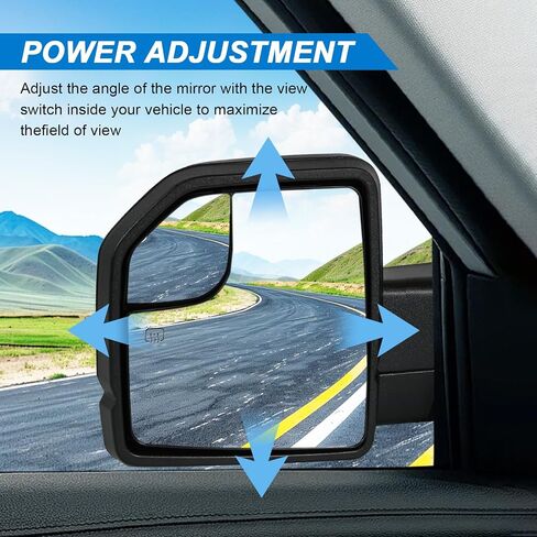 JDMSPEED Left Driver Side View Mirror Compatible with 2015-2020 Ford F150 with Blind Spot Glass Power Black Without Turn Signal Light Non-Heated Replaces#‎FL3Z17683AK(3Pins) in Saudi Arabia
