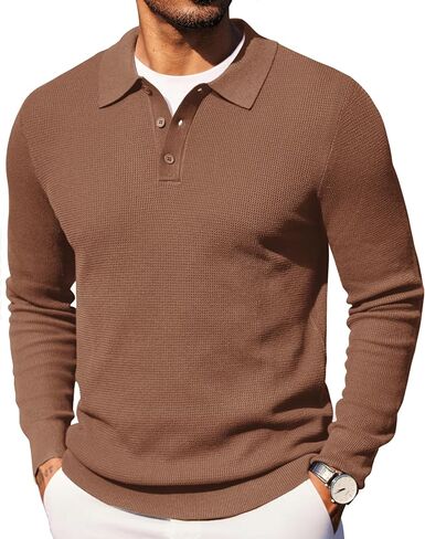 COOFANDY MEN MENN'S Polo Polo Long Sweeve Collared Polo Sweater Dress Dust Pullover Fashion Subsits in Saudi Arabia