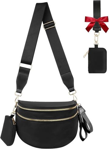 Bum Bag Crossbody Bags for Women Fashion Waist Packs Large Fanny Packs Belt Bag Checkered Purse Handbags Wallets Purses Trendy Shoulder Bag (Black-new, One Size) in Saudi Arabia