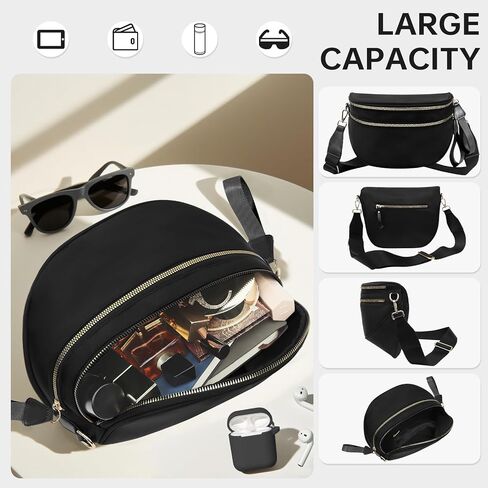 Bum Bag Crossbody Bags for Women Fashion Waist Packs Large Fanny Packs Belt Bag Checkered Purse Handbags Wallets Purses Trendy Shoulder Bag (Black-new, One Size) in Saudi Arabia