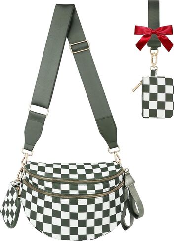 Bum Bag Crossbody Bags for Women Fashion Waist Packs Large Fanny Packs Belt Bag Checkered Purse Handbags Wallets Purses Trendy Shoulder Bag (Black-new, One Size) in Saudi Arabia