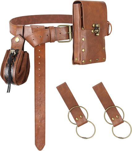Renaissance Belt with Pouch Waist Bag - Coin Purse for Pirate, Renaissance Accessories for Festivals, Cosplay & Halloween (Black) in Saudi Arabia