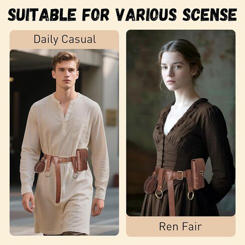 Renaissance Belt with Pouch Waist Bag - Coin Purse for Pirate, Renaissance Accessories for Festivals, Cosplay & Halloween (Black) in Saudi Arabia