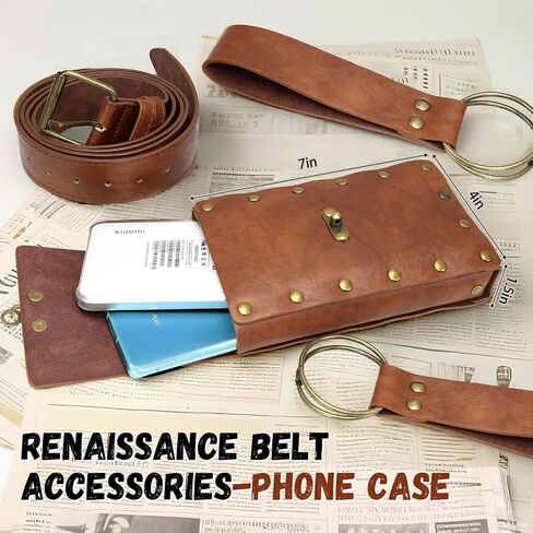 Renaissance Belt with Pouch Waist Bag - Coin Purse for Pirate, Renaissance Accessories for Festivals, Cosplay & Halloween (Black) in Saudi Arabia