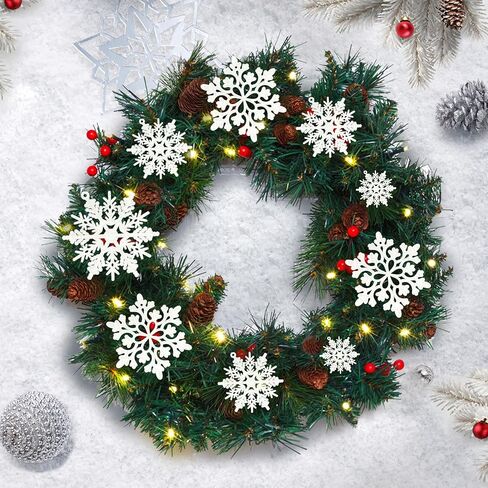 36 حزمة من البلاستيك الأبيض ندفة الثلج الحلي زينة عيد الميلاد الشتاء، معلقة زينة ندفة الثلج لشجرة عيد الميلاد العجائب في فصل الشتاء in Kuwait