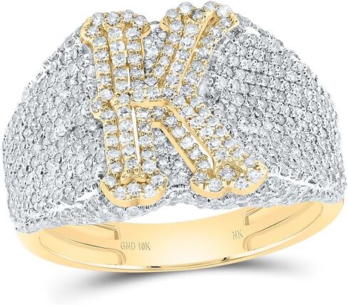 Jewels By Lux 10kt Yellow Gold Diamond Initial Men's Ring, Men Size: 8-12 in Saudi Arabia