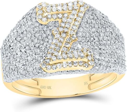 Jewels By Lux 10kt Yellow Gold Diamond Initial Men's Ring, Men Size: 8-12 in Saudi Arabia