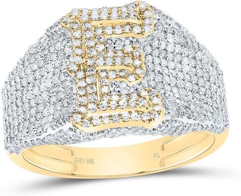Jewels By Lux 10kt Yellow Gold Diamond Initial Men's Ring, Men Size: 8-12 in Saudi Arabia