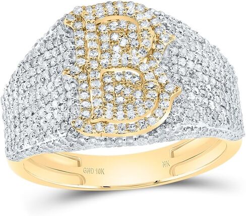 Jewels By Lux 10kt Yellow Gold Diamond Initial Men's Ring, Men Size: 8-12 in Saudi Arabia
