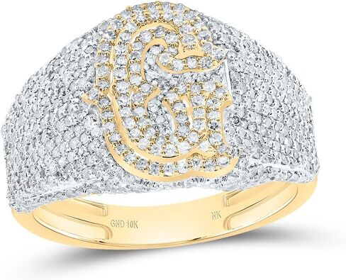 Jewels By Lux 10kt Yellow Gold Diamond Initial Men's Ring, Men Size: 8-12 in Saudi Arabia