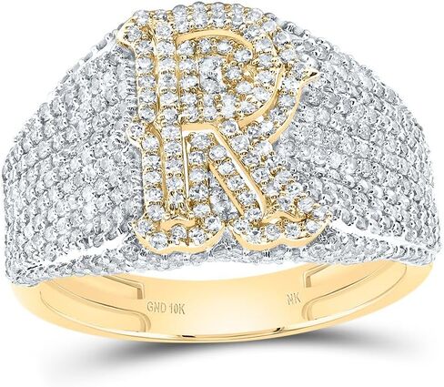 Jewels By Lux 10kt Yellow Gold Diamond Initial Men's Ring, Men Size: 8-12 in Saudi Arabia