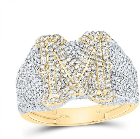 Jewels By Lux 10kt Yellow Gold Diamond Initial Men's Ring, Men Size: 8-12 in Saudi Arabia