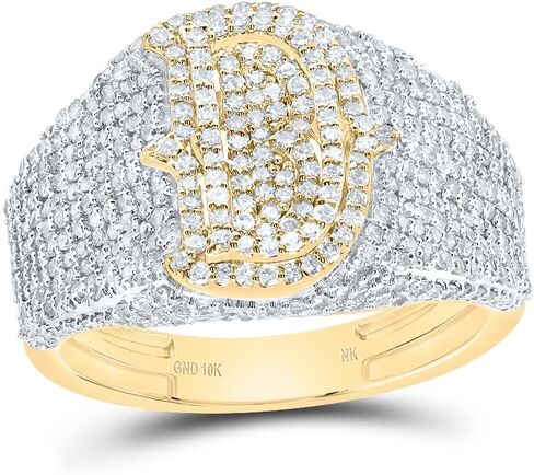 Jewels By Lux 10kt Yellow Gold Diamond Initial Men's Ring, Men Size: 8-12 in Saudi Arabia
