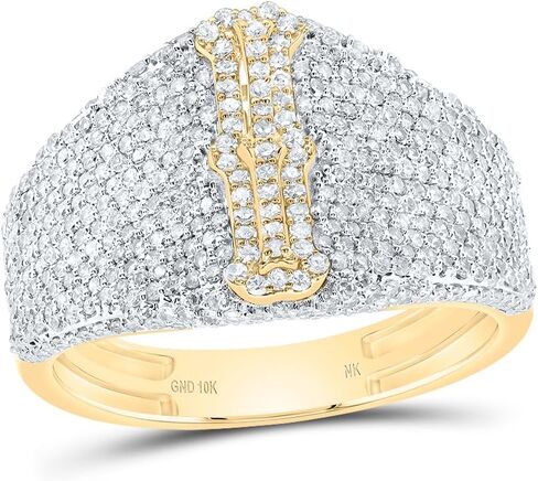 Jewels By Lux 10kt Yellow Gold Diamond Initial Men's Ring, Men Size: 8-12 in Saudi Arabia