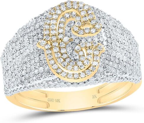 Jewels By Lux 10kt Yellow Gold Diamond Initial Men's Ring, Men Size: 8-12 in Saudi Arabia