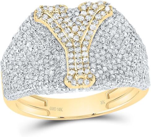 Jewels By Lux 10kt Yellow Gold Diamond Initial Men's Ring, Men Size: 8-12 in Saudi Arabia