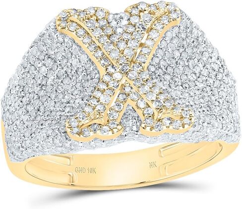 Jewels By Lux 10kt Yellow Gold Diamond Initial Men's Ring, Men Size: 8-12 in Saudi Arabia