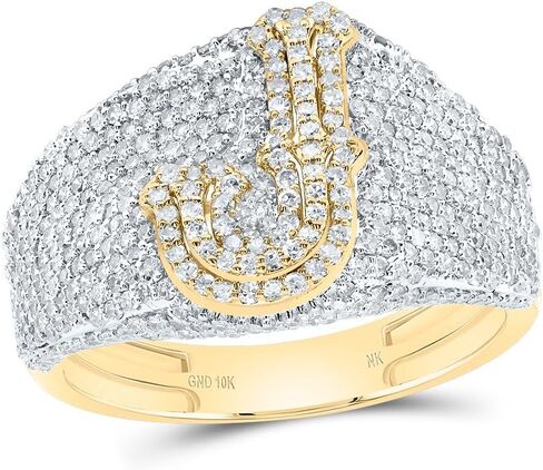 Jewels By Lux 10kt Yellow Gold Diamond Initial Men's Ring, Men Size: 8-12 in Saudi Arabia
