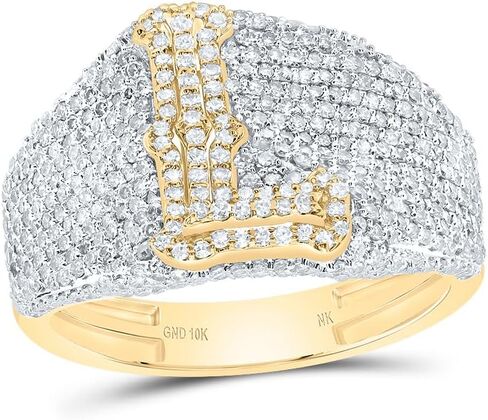 Jewels By Lux 10kt Yellow Gold Diamond Initial Men's Ring, Men Size: 8-12 in Saudi Arabia