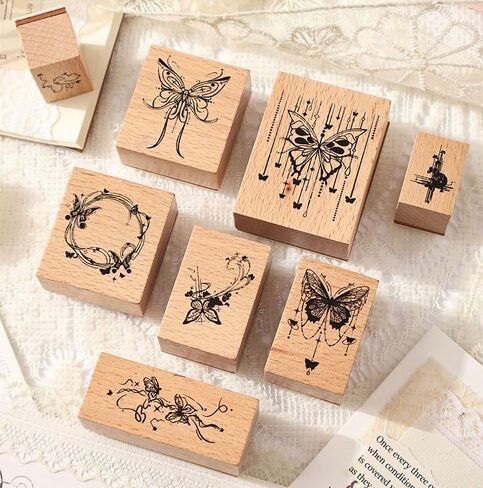 مجموعة طوابع مطاطية خشبية مكونة من 6 قطع، مجموعة طوابع زخرفية على شكل زهرة عتيقة للحرف الفنية والمجلة والمذكرات ودفتر القصاصات والمخطط والحرف وصنع البطاقات M-2 (زهرة عتيقة) in Kuwait