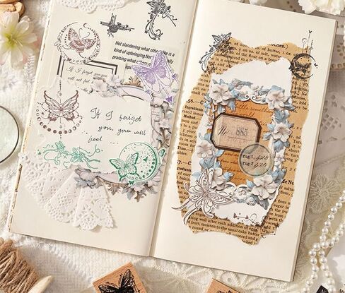 مجموعة طوابع مطاطية خشبية مكونة من 6 قطع، مجموعة طوابع زخرفية على شكل زهرة عتيقة للحرف الفنية والمجلة والمذكرات ودفتر القصاصات والمخطط والحرف وصنع البطاقات M-2 (زهرة عتيقة) in Kuwait