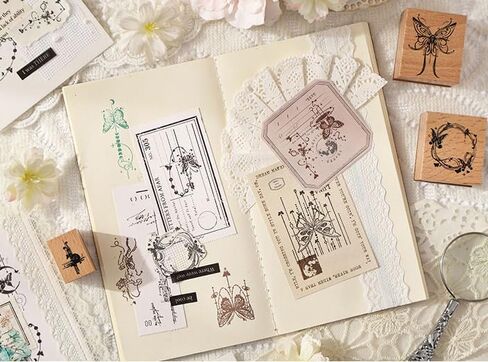 مجموعة طوابع مطاطية خشبية مكونة من 6 قطع، مجموعة طوابع زخرفية على شكل زهرة عتيقة للحرف الفنية والمجلة والمذكرات ودفتر القصاصات والمخطط والحرف وصنع البطاقات M-2 (زهرة عتيقة) in Kuwait