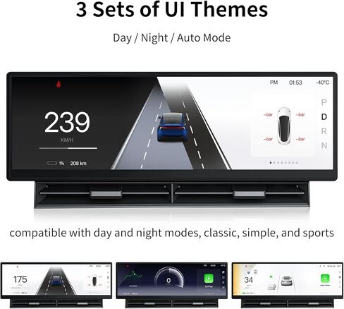 10.88 "شاشة رأس لأعلى لنموذج تسلا Y Juniper/Model 3 Highland 2024 2025 مع Carplay/Android Auto ، ومزامنة المعلومات ، والكاميرا الأمامية ، وتنبيه البقع العمياء ، وفتحات الهواء القابلة للتعديل ، وتحديثات OTA in Kuwait
