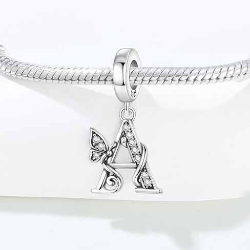 2 Pack 925 Sterling Silver Butterfly Charms for Bracelets و Netlace Alphabet Dangle Pendants Round Round Spacer Exples Pave Zirconia Jewelry Gift for Women in Kuwait