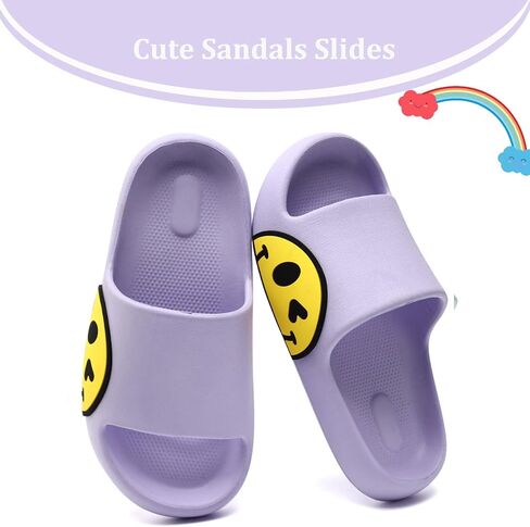 Slides Sandals for Kids,Girls Shower Shoes,Boys Cloud Slides Non slip Quick Dry Bedroom Shoes Indoor Outdoor Open Toe Spa Bath Pool Gym House Casual House Slippers in Saudi Arabia