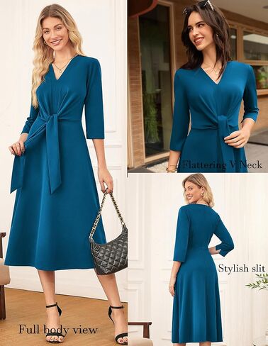 Grace Karin Work Vresses for Women 2025 ، Business Casual 3/4 Sleve Midi Dress ، Office A Line Dresses in Saudi Arabia