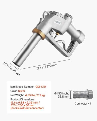 VEVOR 3/4-Inch Barb Diesel Exhaust Fluid(DEF) Nozzle, Max Flow Rate 14.5 GPM, Plastic Dispenser Nozzle with 3/4-Inch (OD=19 mm) Spout, Lightweight & Portable, Used for Urea, Industrial Fluids, White in Saudi Arabia