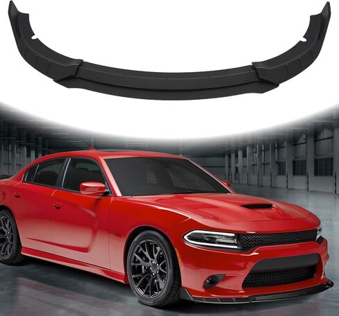 Front Bumper Lip Compatible with 2015-2023 Dodge Charger SRT Rock-R Style ABS Gloss Black Front Splitter Lower Protector Front Air Dam Chin Spoiler Splitter in Kuwait