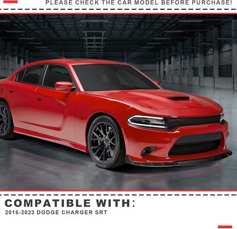 Front Bumper Lip Compatible with 2015-2023 Dodge Charger SRT Rock-R Style ABS Gloss Black Front Splitter Lower Protector Front Air Dam Chin Spoiler Splitter in Kuwait