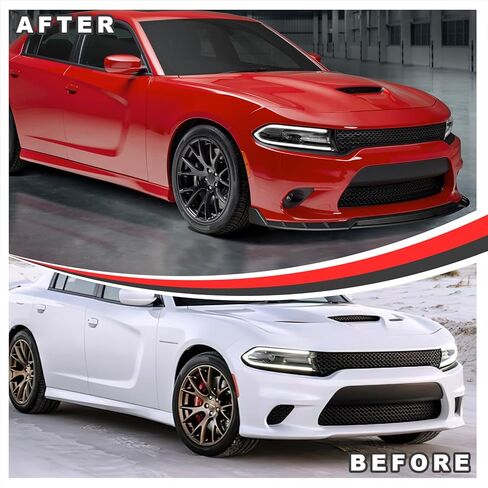 Front Bumper Lip Compatible with 2015-2023 Dodge Charger SRT Rock-R Style ABS Gloss Black Front Splitter Lower Protector Front Air Dam Chin Spoiler Splitter in Kuwait