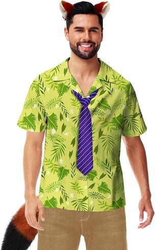 Mens Halloween Costume Shirts Short Sleeve Cosplay Hawaiian Shirt in Saudi Arabia