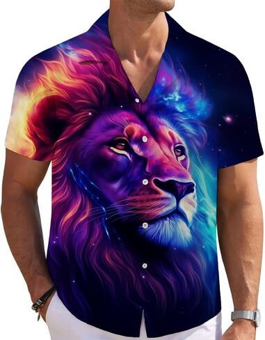 العلم النسر رجال قميص هاواي 3D الرسومية القميص aloha الزر الزر أسفل القمصان غير رسمية قصيرة الأكمام الشاطئية للرجال in Kuwait