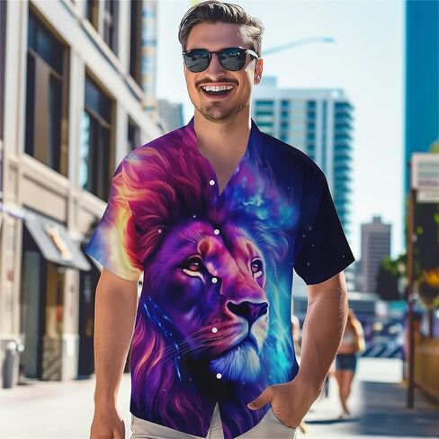 العلم النسر رجال قميص هاواي 3D الرسومية القميص aloha الزر الزر أسفل القمصان غير رسمية قصيرة الأكمام الشاطئية للرجال in Kuwait