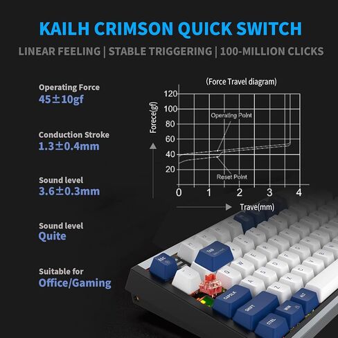 Hexgears I3 87-Key Mechanical Keyboard, Kailh Box Switch, RGB LED Backlit, PBT Keycaps, Hot-swappable, Type-C Cable, Compatible with Windows/Mac OS/Android in Kuwait