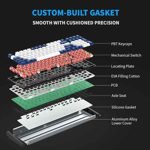 Hexgears I3 87-Key Mechanical Keyboard, Kailh Box Switch, RGB LED Backlit, PBT Keycaps, Hot-swappable, Type-C Cable, Compatible with Windows/Mac OS/Android in Kuwait
