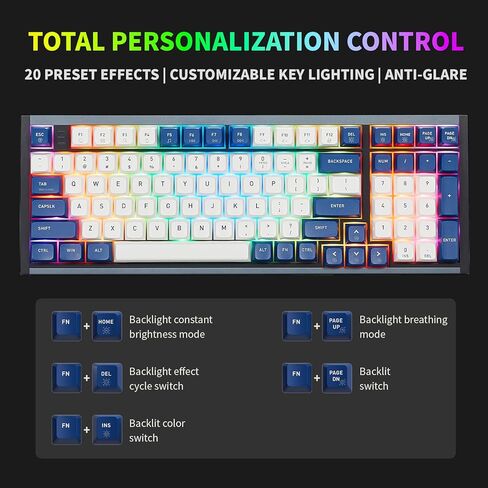 Hexgears I3 87-Key Mechanical Keyboard, Kailh Box Switch, RGB LED Backlit, PBT Keycaps, Hot-swappable, Type-C Cable, Compatible with Windows/Mac OS/Android in Kuwait